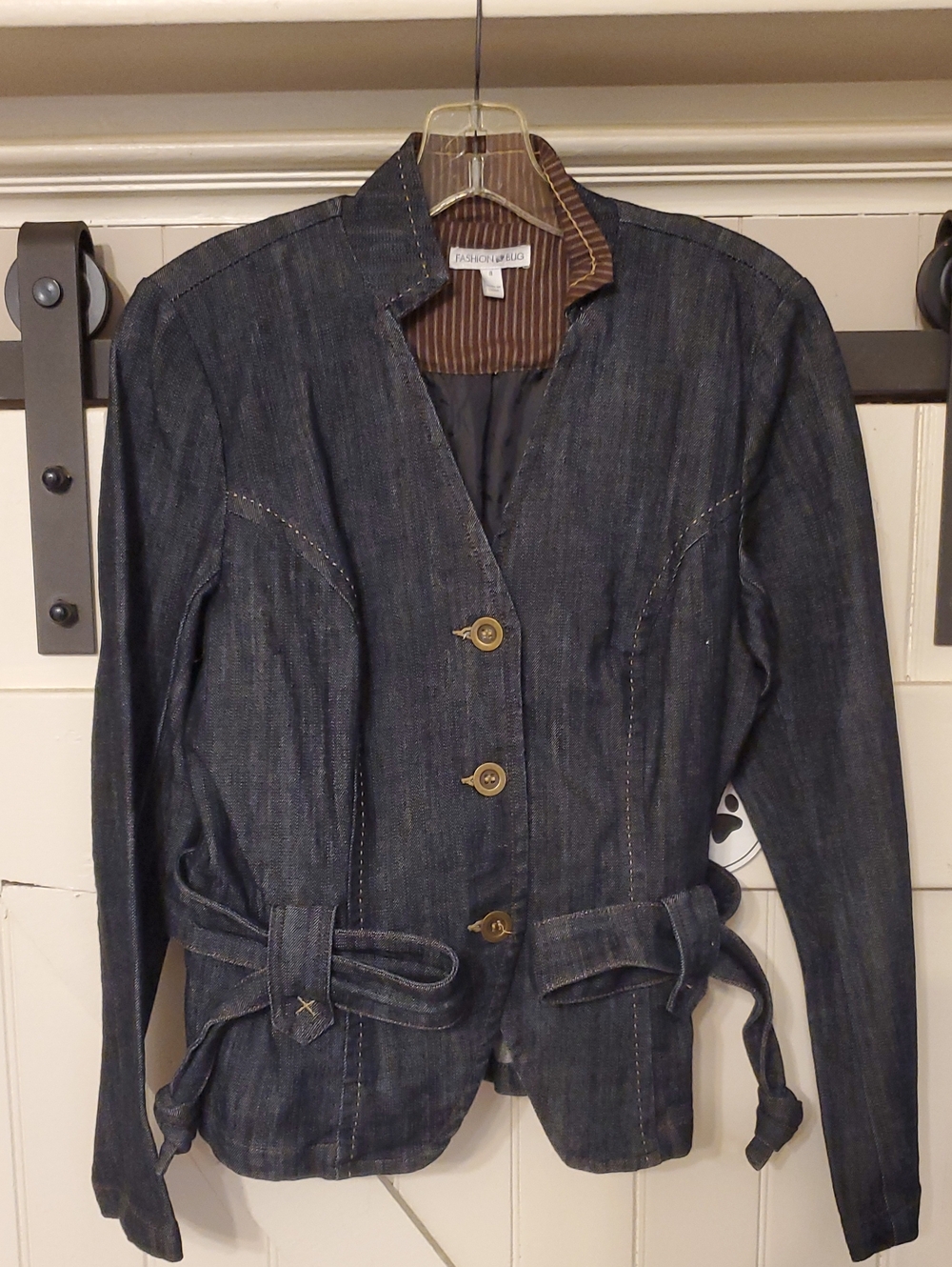 Frank Lyman Design Navy Denim Belted Blazer Jacket